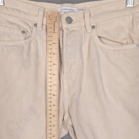STOCKHOLM ATELIER & Other Stories Denim Shorts Raw Hem Button Fly Cotton Size 27 - Picture 4 of 12